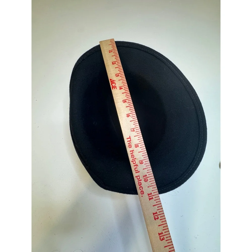 Vintage Lancaster Black 100% Wool Fedora Hat Feather Accent Made USA Unisex